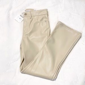 Zara Beige Faux Leather Pants